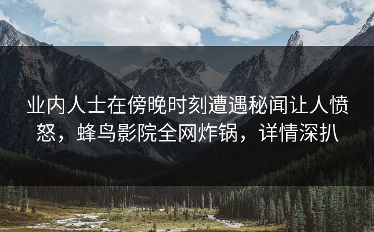 业内人士在傍晚时刻遭遇秘闻让人愤怒,蜂鸟影院全网炸锅,详情深扒 业内人士在傍晚时刻遭遇秘闻让人愤怒,蜂鸟影院全网炸锅,详情深扒
