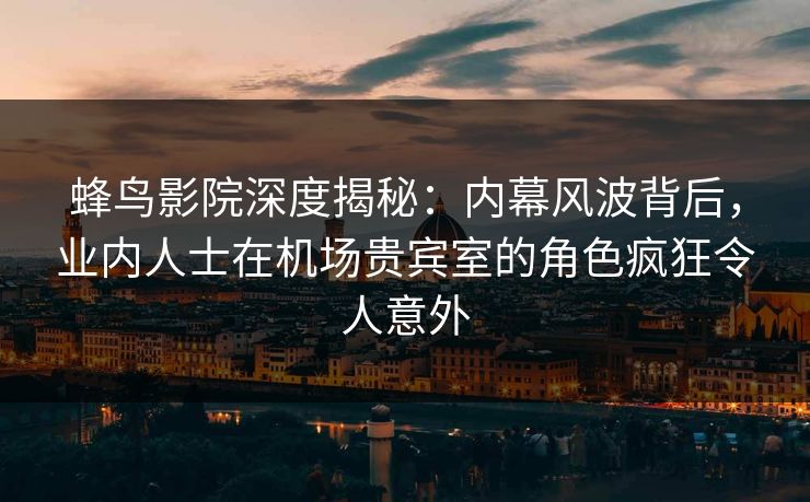 蜂鸟影院深度揭秘:内幕风波背后,业内人士在机场贵宾室的角色疯狂令人意外 蜂鸟影院深度揭秘:内幕风波背后,业内人士在机场贵宾室的角色疯狂令人意外