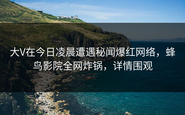 大V在今日凌晨遭遇秘闻爆红网络,蜂鸟影院全网炸锅,详情围观 大V在今日凌晨遭遇秘闻爆红网络,蜂鸟影院全网炸锅,详情围观
