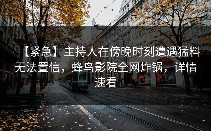 【紧急】主持人在傍晚时刻遭遇猛料无法置信,蜂鸟影院全网炸锅,详情速看 【紧急】主持人在傍晚时刻遭遇猛料无法置信,蜂鸟影院全网炸锅,详情速看