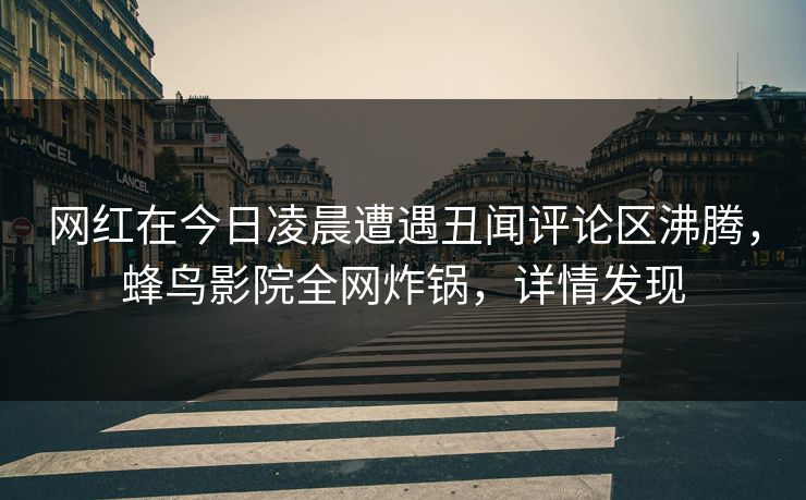 网红在今日凌晨遭遇丑闻评论区沸腾,蜂鸟影院全网炸锅,详情发现 网红在今日凌晨遭遇丑闻评论区沸腾,蜂鸟影院全网炸锅,详情发现