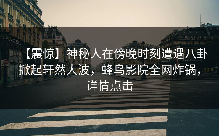 【震惊】神秘人在傍晚时刻遭遇八卦掀起轩然大波,蜂鸟影院全网炸锅,详情点击 【震惊】神秘人在傍晚时刻遭遇八卦掀起轩然大波,蜂鸟影院全网炸锅,详情点击