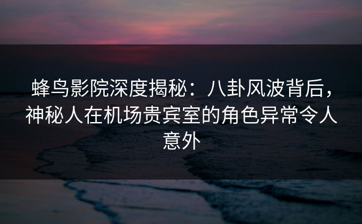 蜂鸟影院深度揭秘:八卦风波背后,神秘人在机场贵宾室的角色异常令人意外 蜂鸟影院深度揭秘:八卦风波背后,神秘人在机场贵宾室的角色异常令人意外