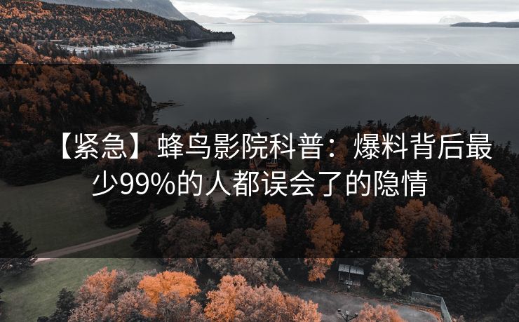 【紧急】蜂鸟影院科普:爆料背后最少99%的人都误会了的隐情 【紧急】蜂鸟影院科普:爆料背后最少99%的人都误会了的隐情