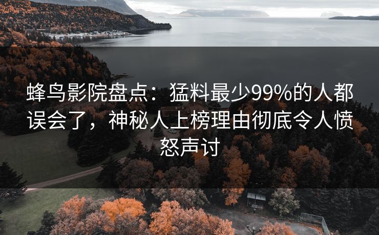 蜂鸟影院盘点:猛料最少99%的人都误会了,神秘人上榜理由彻底令人愤怒声讨 蜂鸟影院盘点:猛料最少99%的人都误会了,神秘人上榜理由彻底令人愤怒声讨